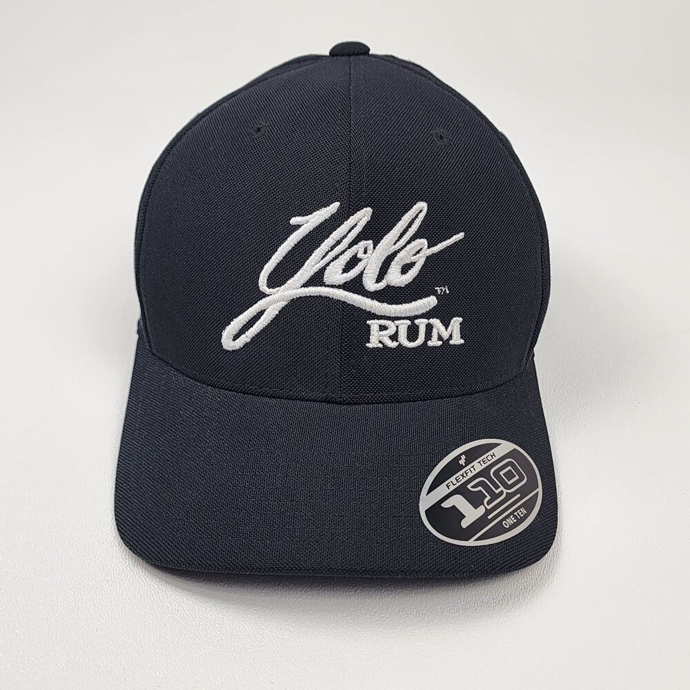 Yolo Rum Flexfit 110 Trucker Hat Black Snapback Mesh Cap NWT